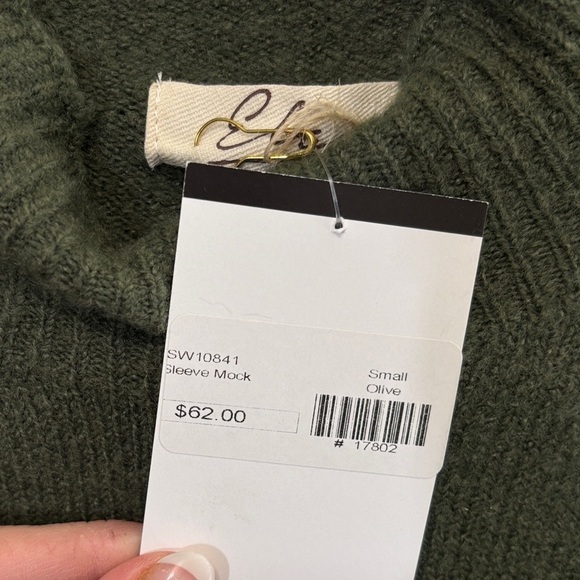 Elan Green Cowl Neck Sweater with Voluminous Sleeves - Picture 3 of 5